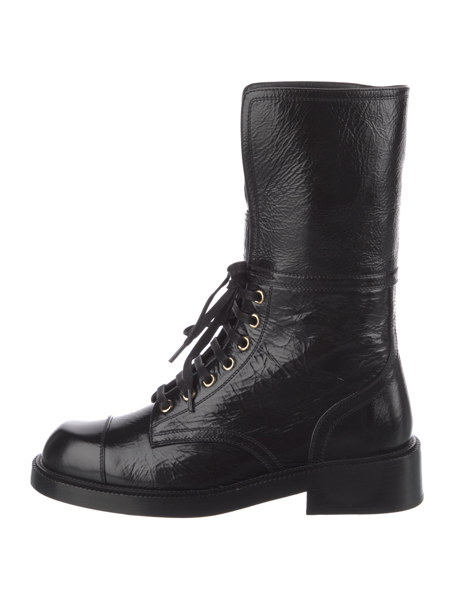 Chanel 2024 Interlocking CC Logo Combat Boots w/ Tags