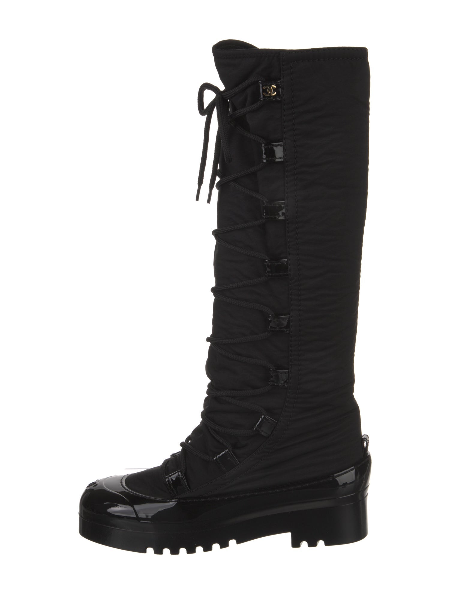 Chanel 2019 Interlocking CC Logo Lace-Up Boots