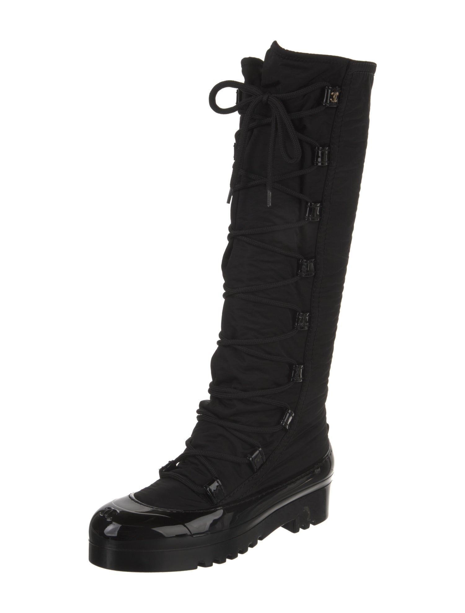 Chanel 2019 Interlocking CC Logo Lace-Up Boots