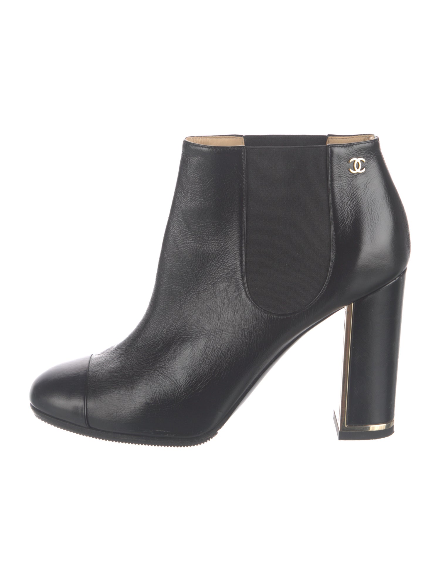 Chanel Interlocking CC Logo Leather Chelsea Boots