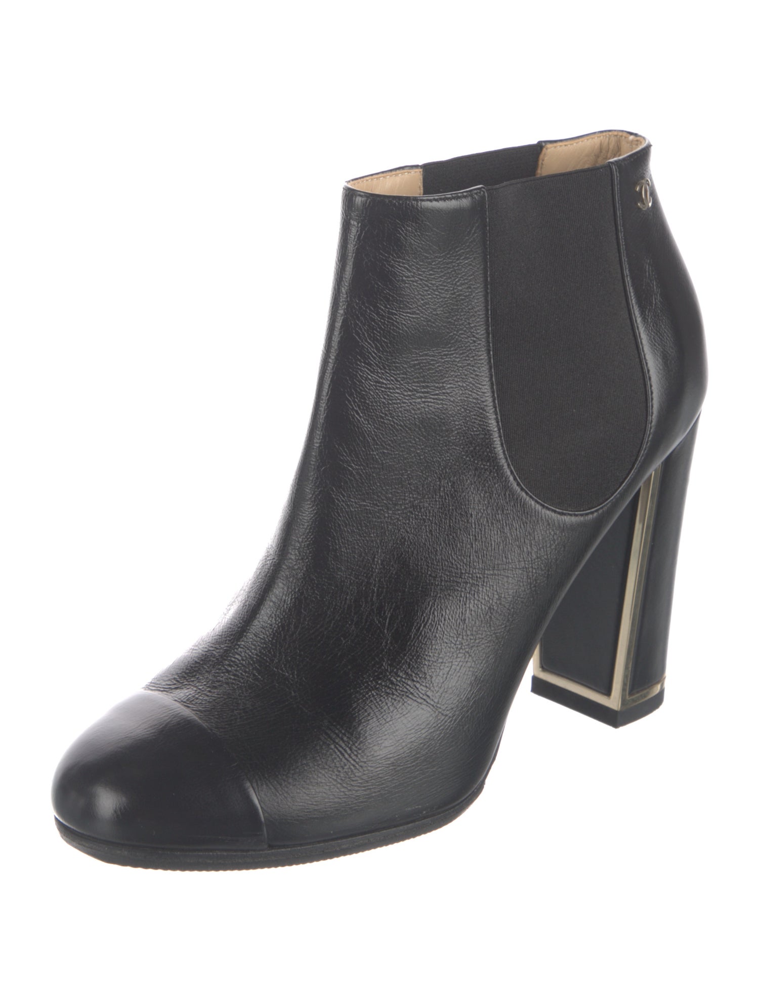 Chanel Interlocking CC Logo Leather Chelsea Boots