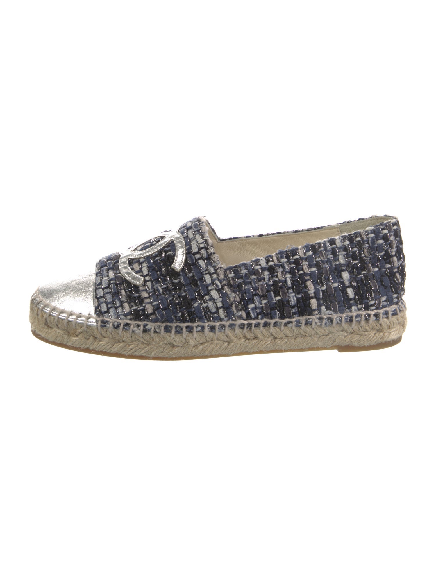 Chanel Interlocking CC Logo Tweed Espadrilles