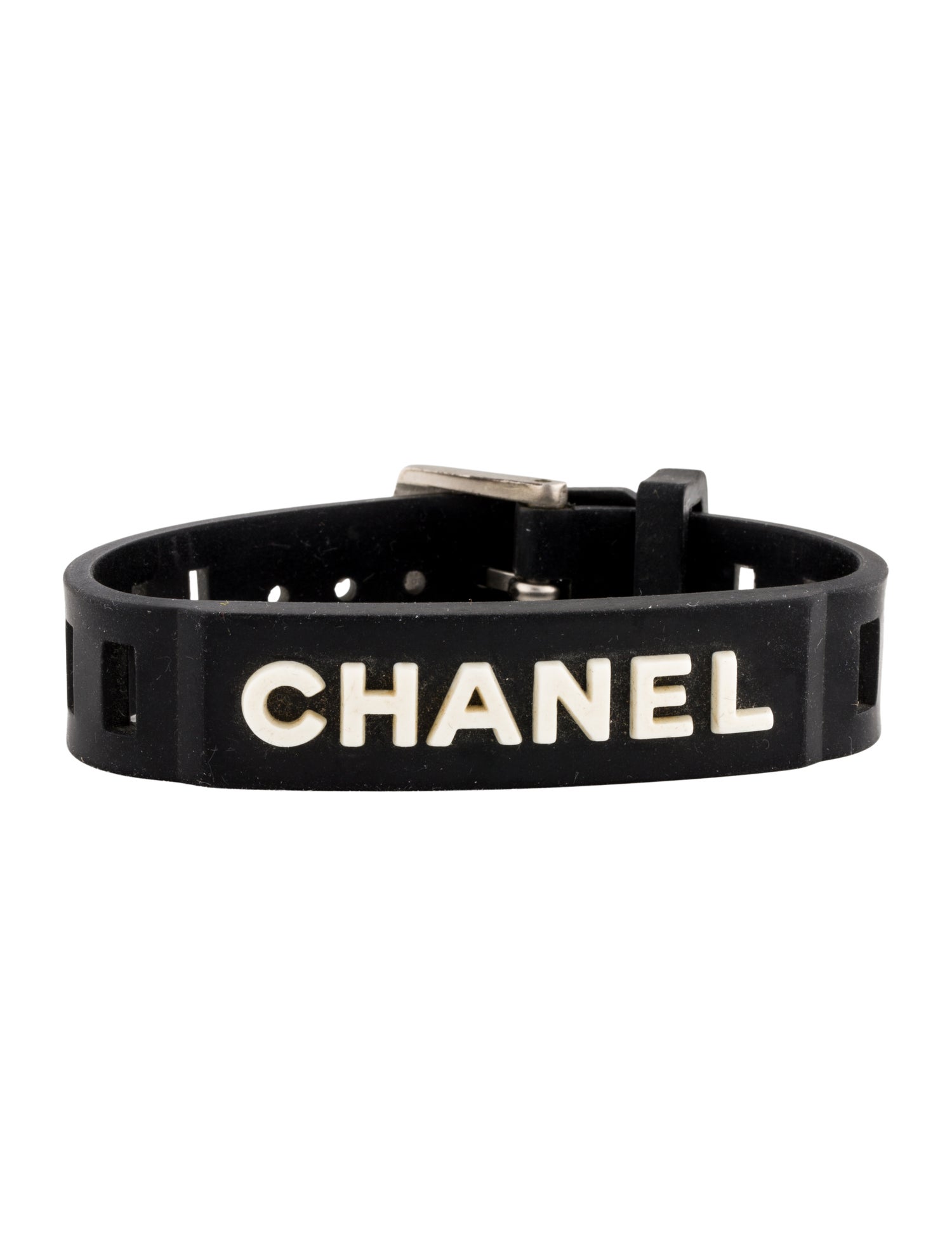 Chanel Vintage Rubber Logo Wrap Bracelet