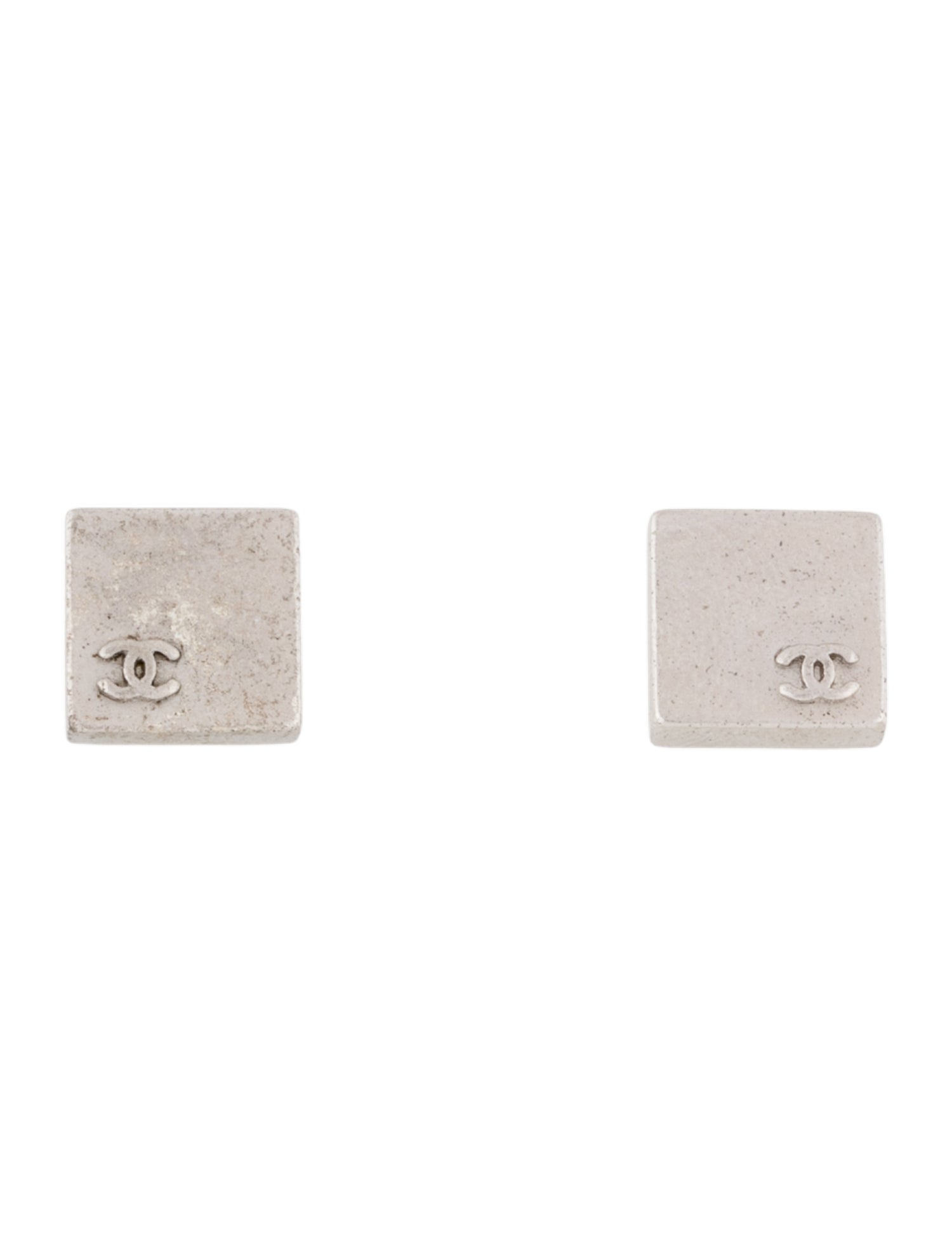 Chanel Vintage CC Square Stud Earrings