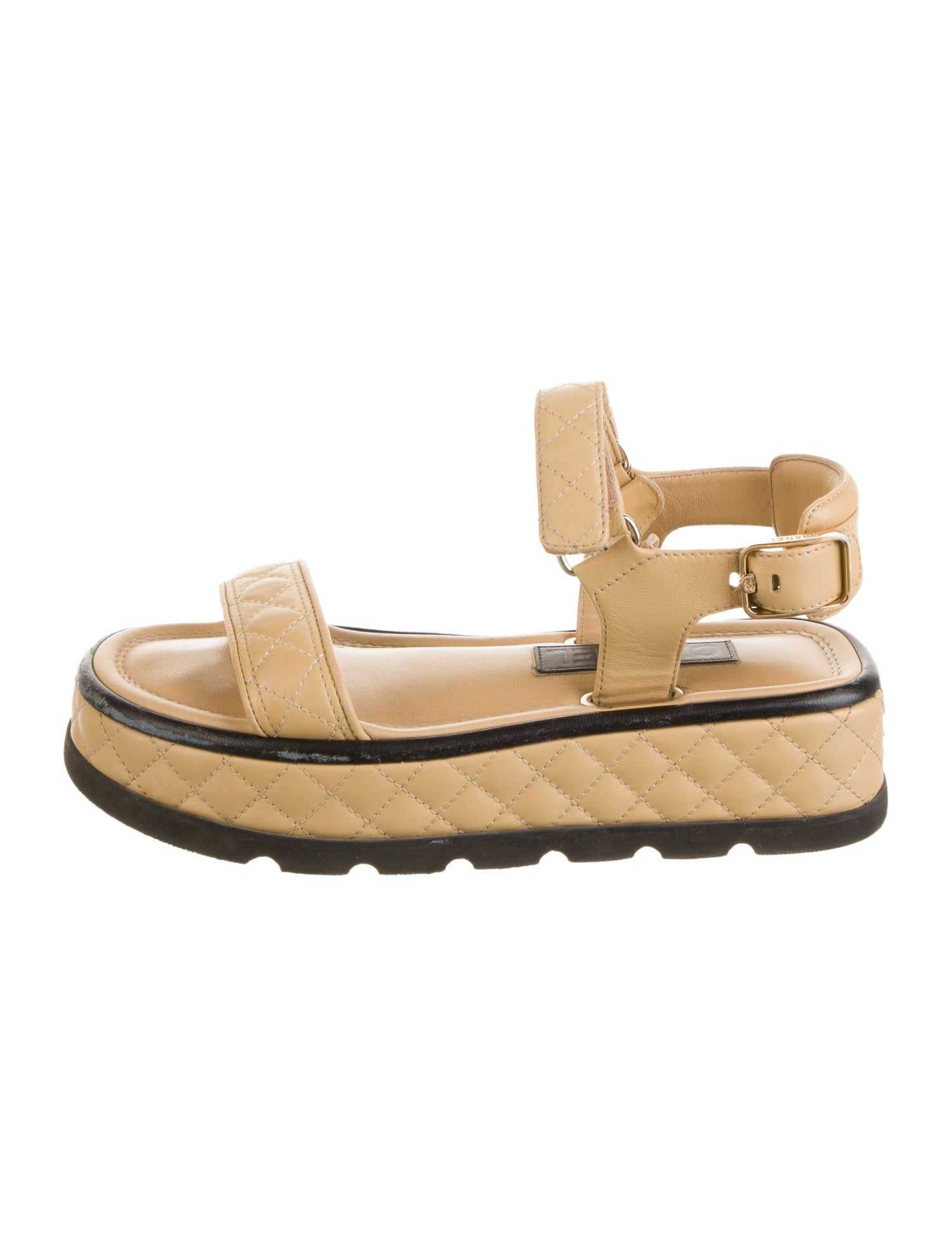 Chanel Interlocking CC Logo Leather Sandals
