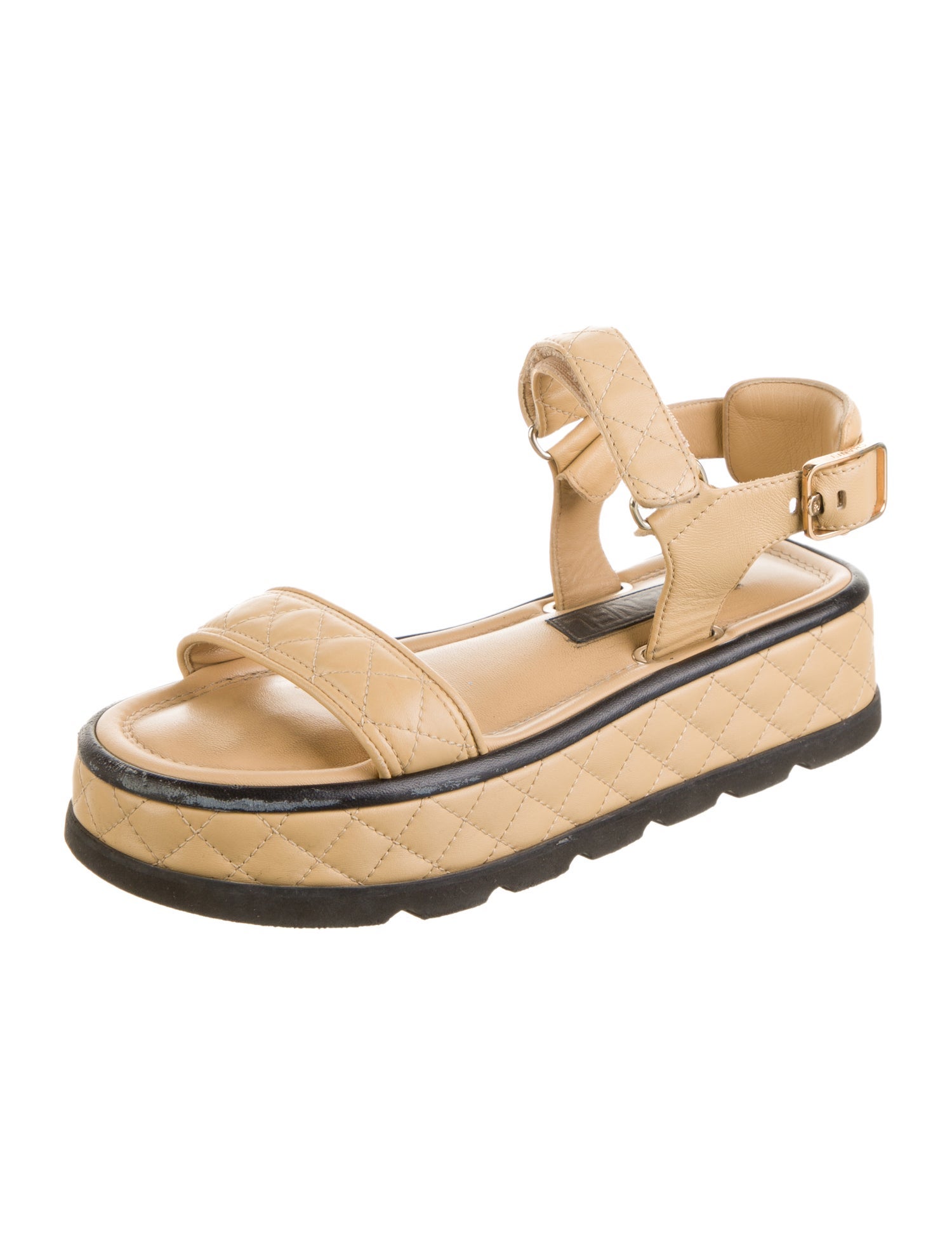 Chanel Interlocking CC Logo Leather Sandals