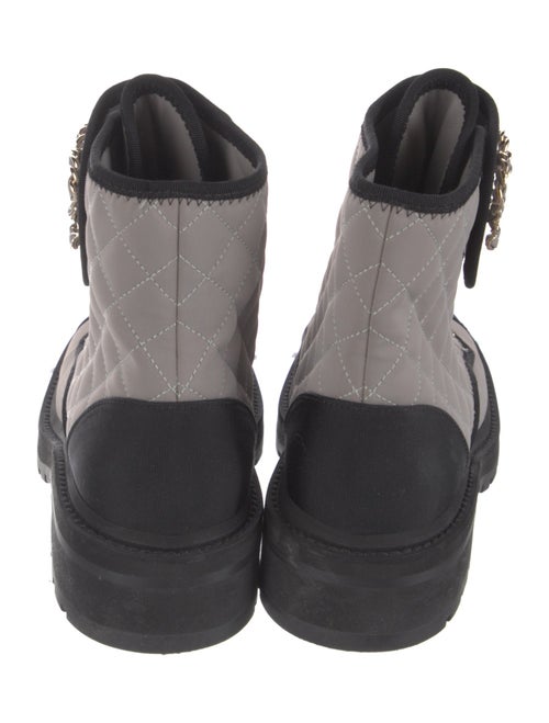Chanel Interlocking CC Logo Chain-Link Accents Combat Boots