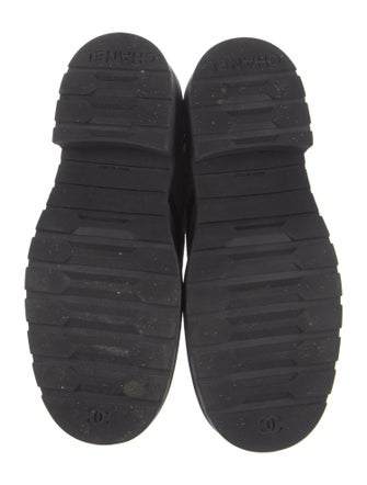 Chanel Interlocking CC Logo Chain-Link Accents Combat Boots