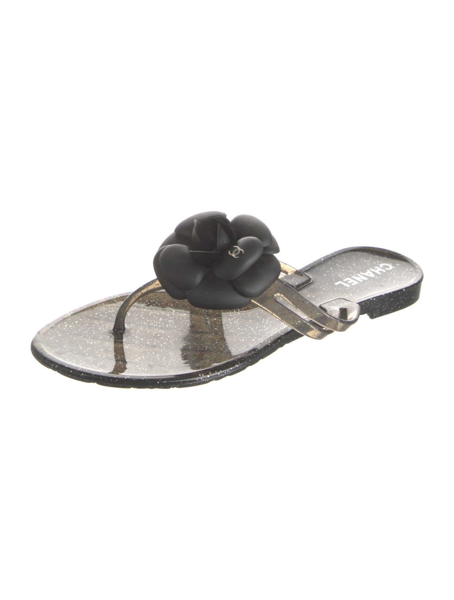 Chanel Interlocking CC Logo Rubber Flip Flops