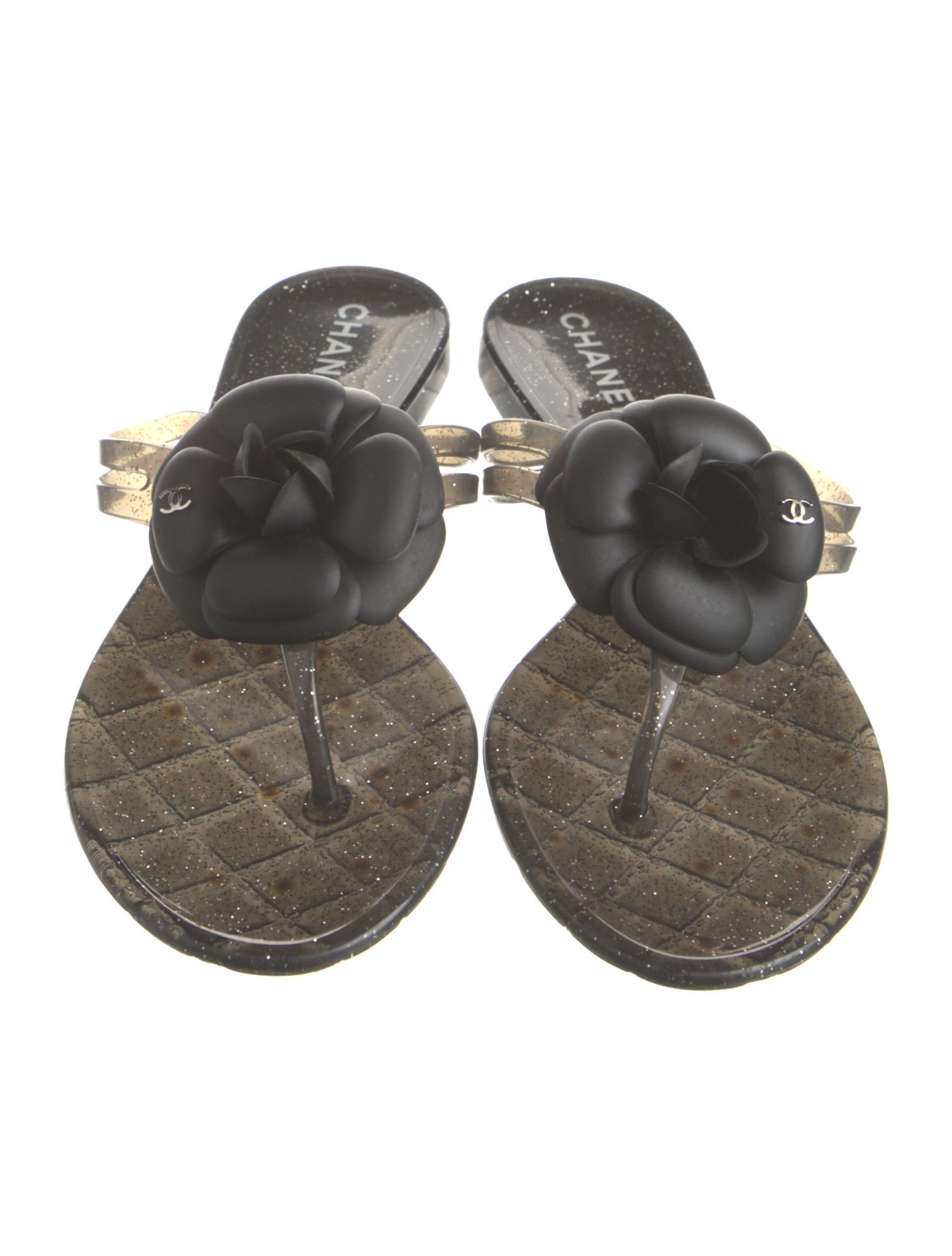 Chanel Interlocking CC Logo Rubber Flip Flops
