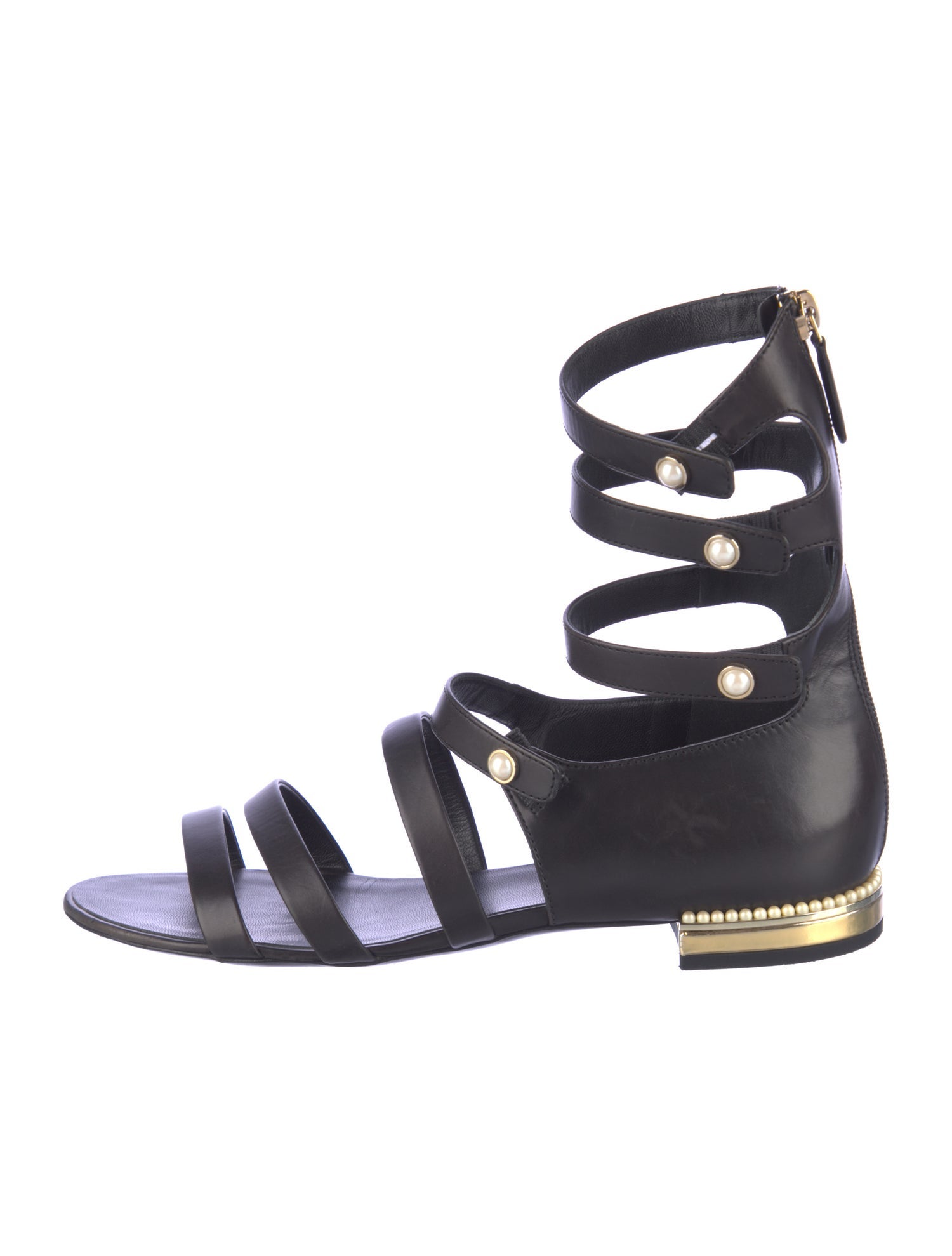 Chanel Interlocking CC Logo Leather Gladiator Sandals