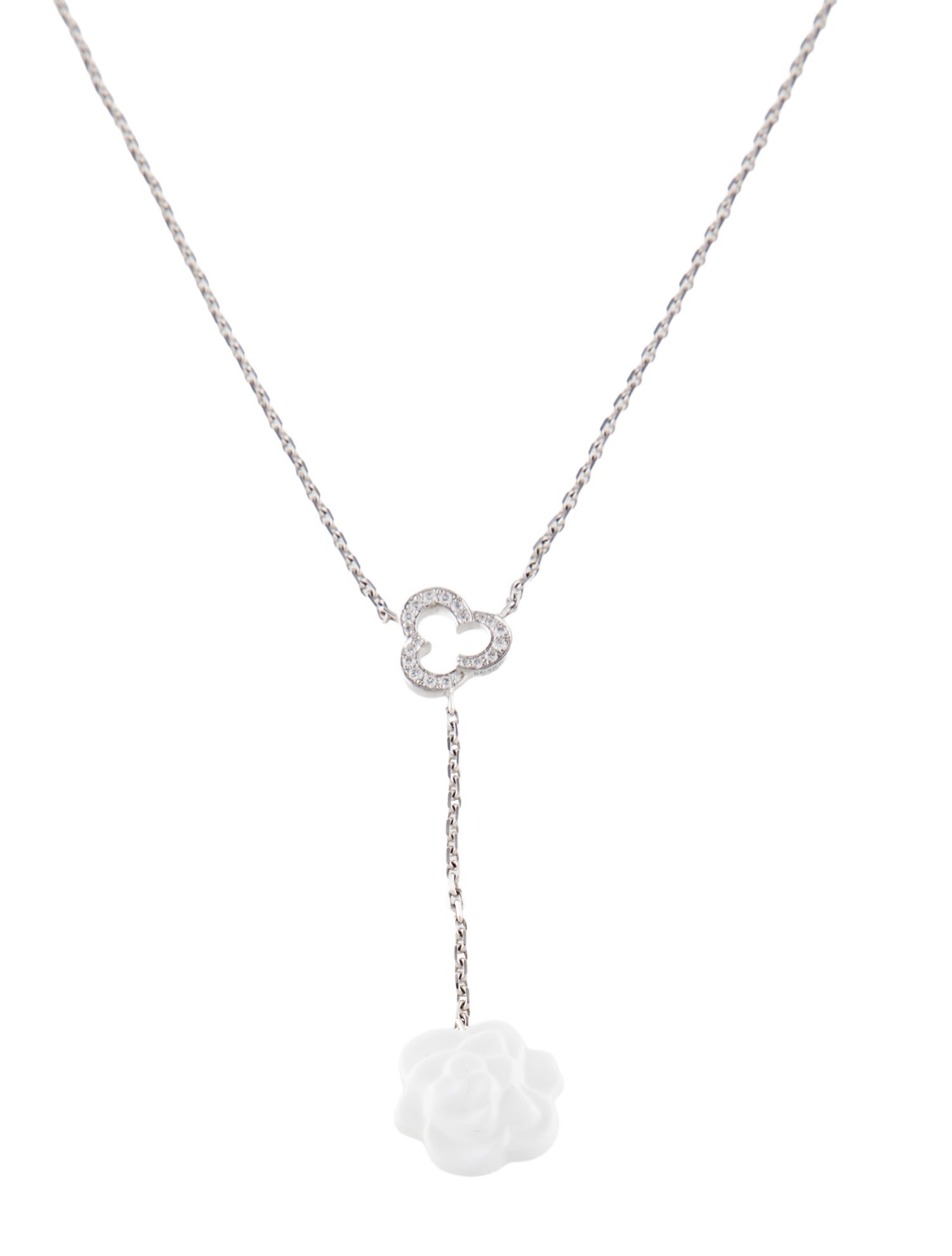 Chanel 18K Agate & Diamond Camélia Sculpté Necklace