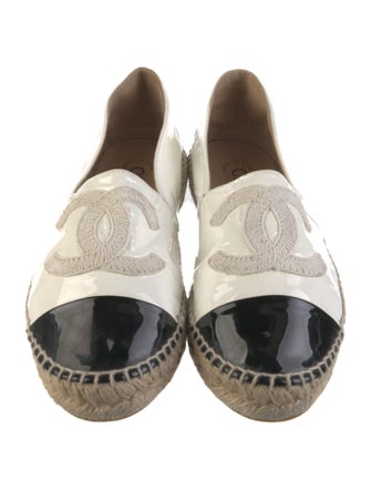 Chanel Interlocking CC Logo Patent Leather Espadrilles