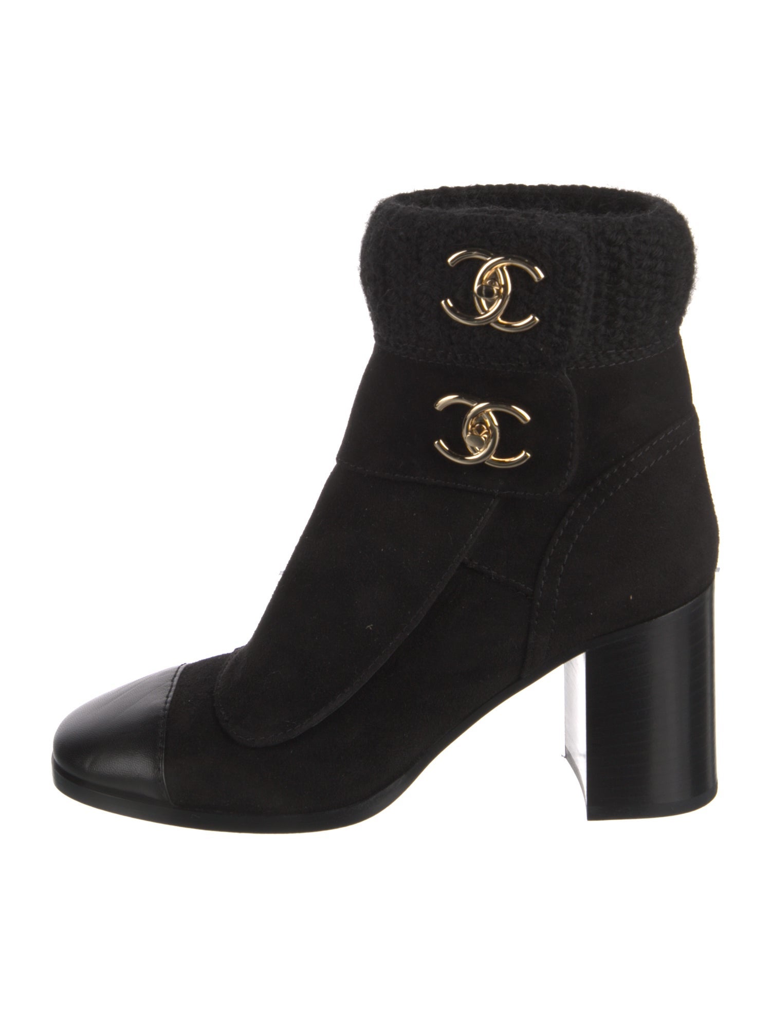 Chanel Interlocking CC Logo Suede Boots
