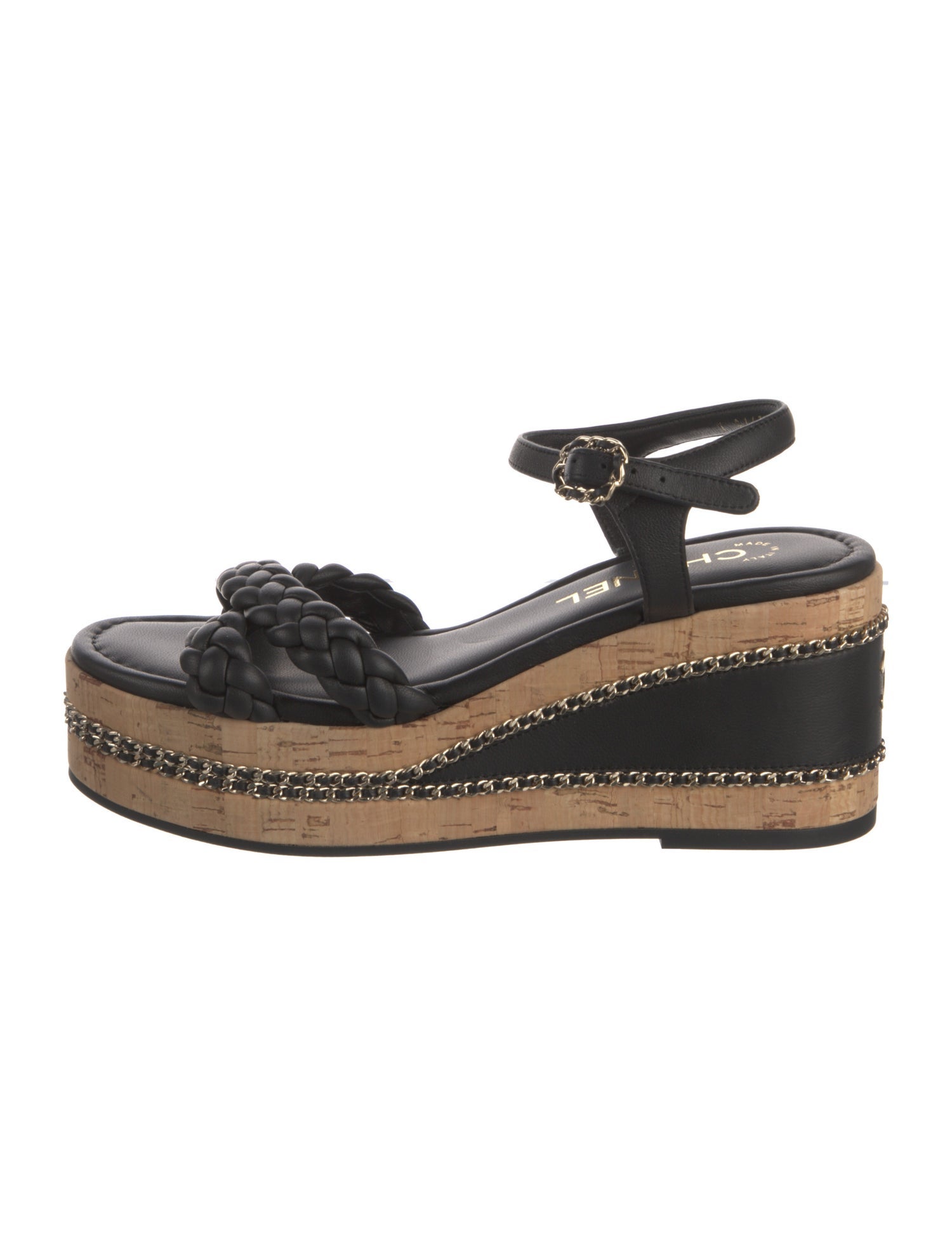 Chanel Interlocking CC Logo Braided Accents Sandals