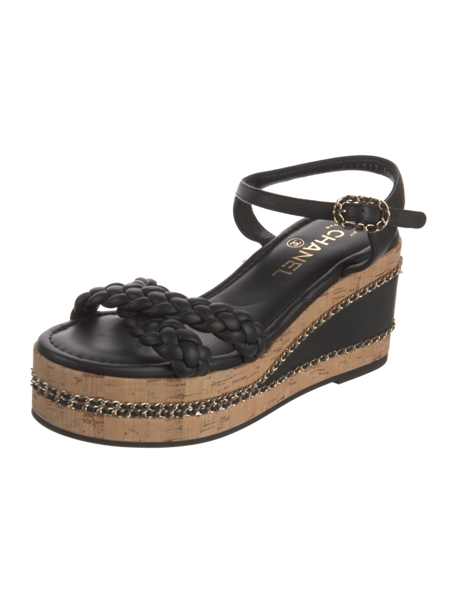 Chanel Interlocking CC Logo Braided Accents Sandals