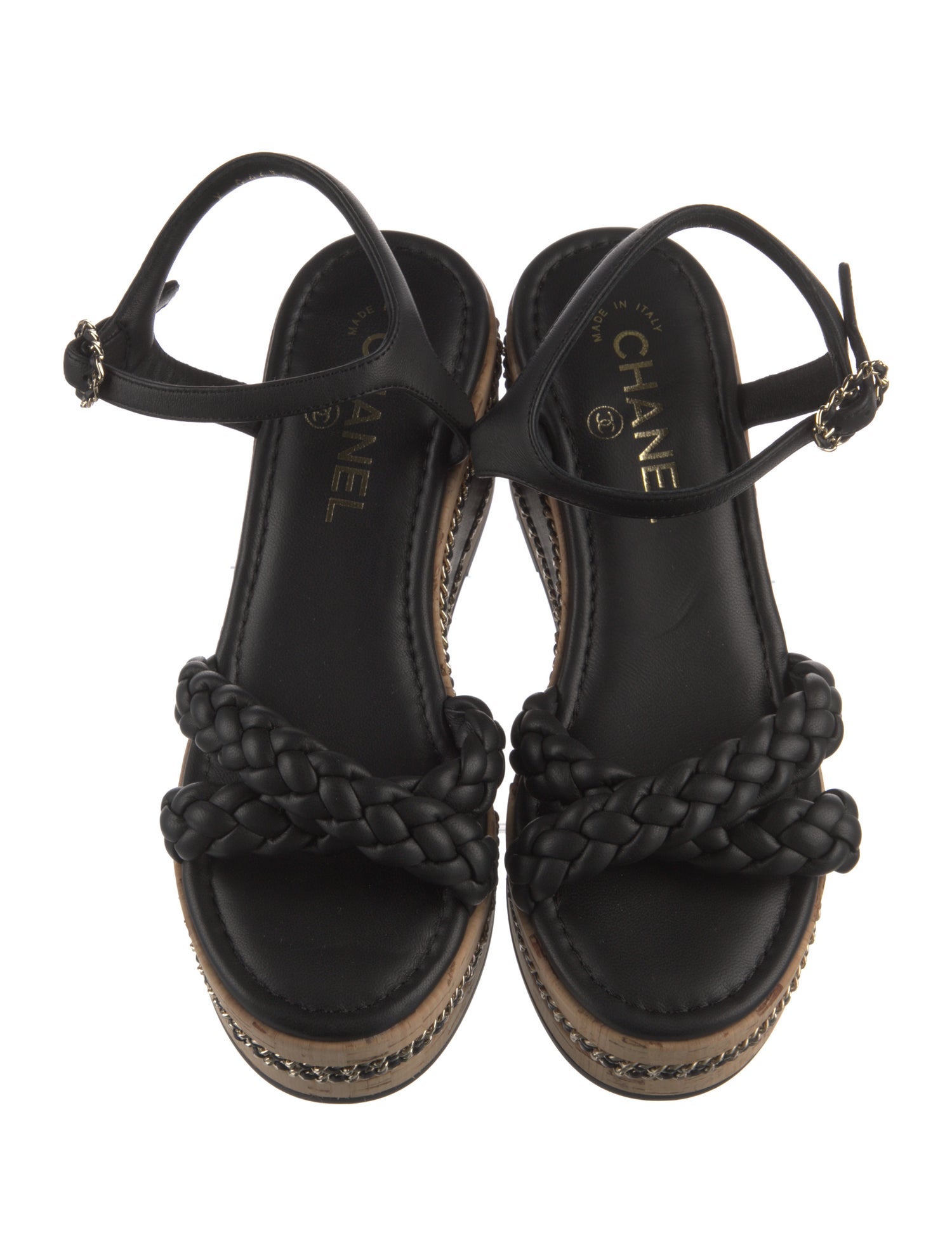 Chanel Interlocking CC Logo Braided Accents Sandals