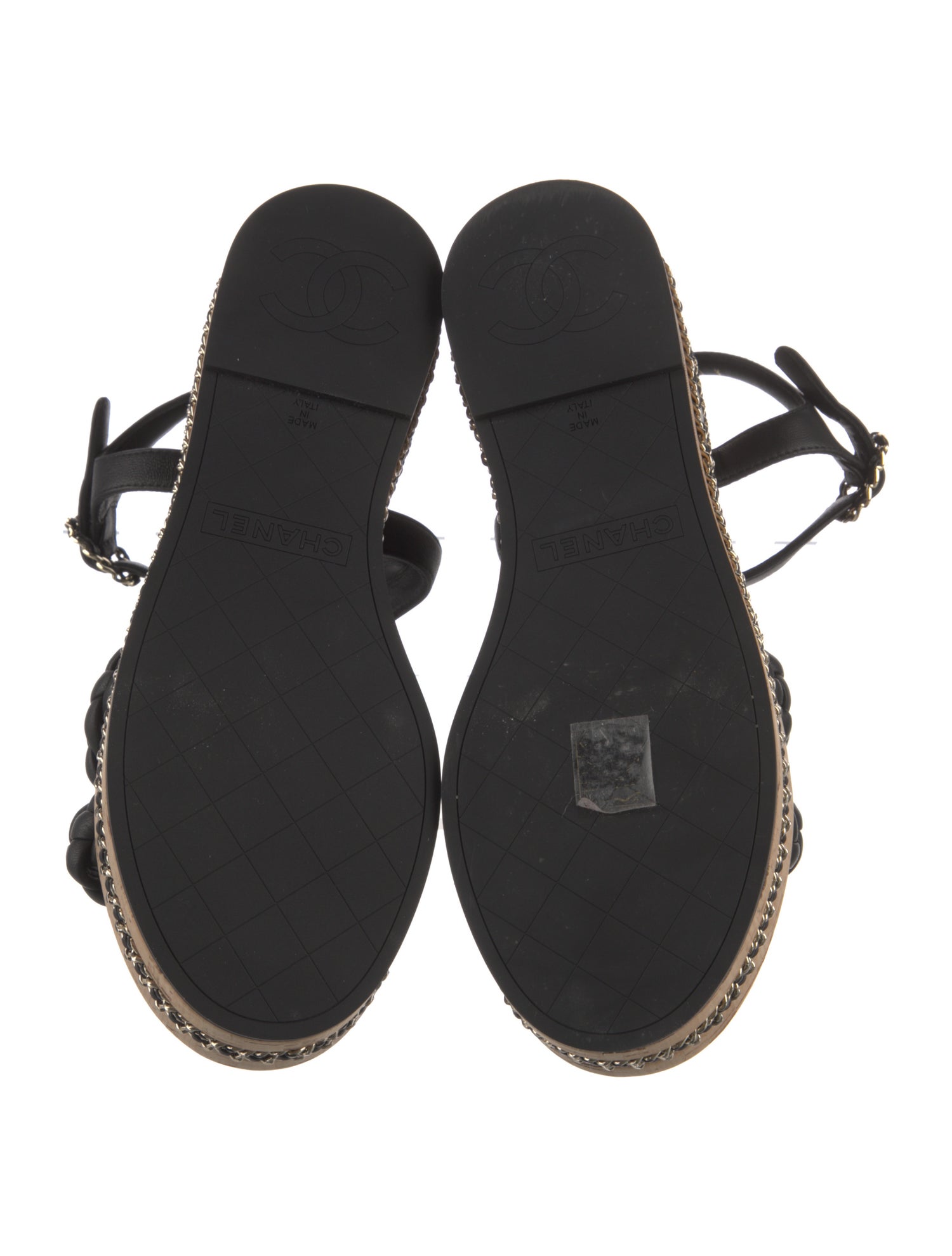 Chanel Interlocking CC Logo Braided Accents Sandals