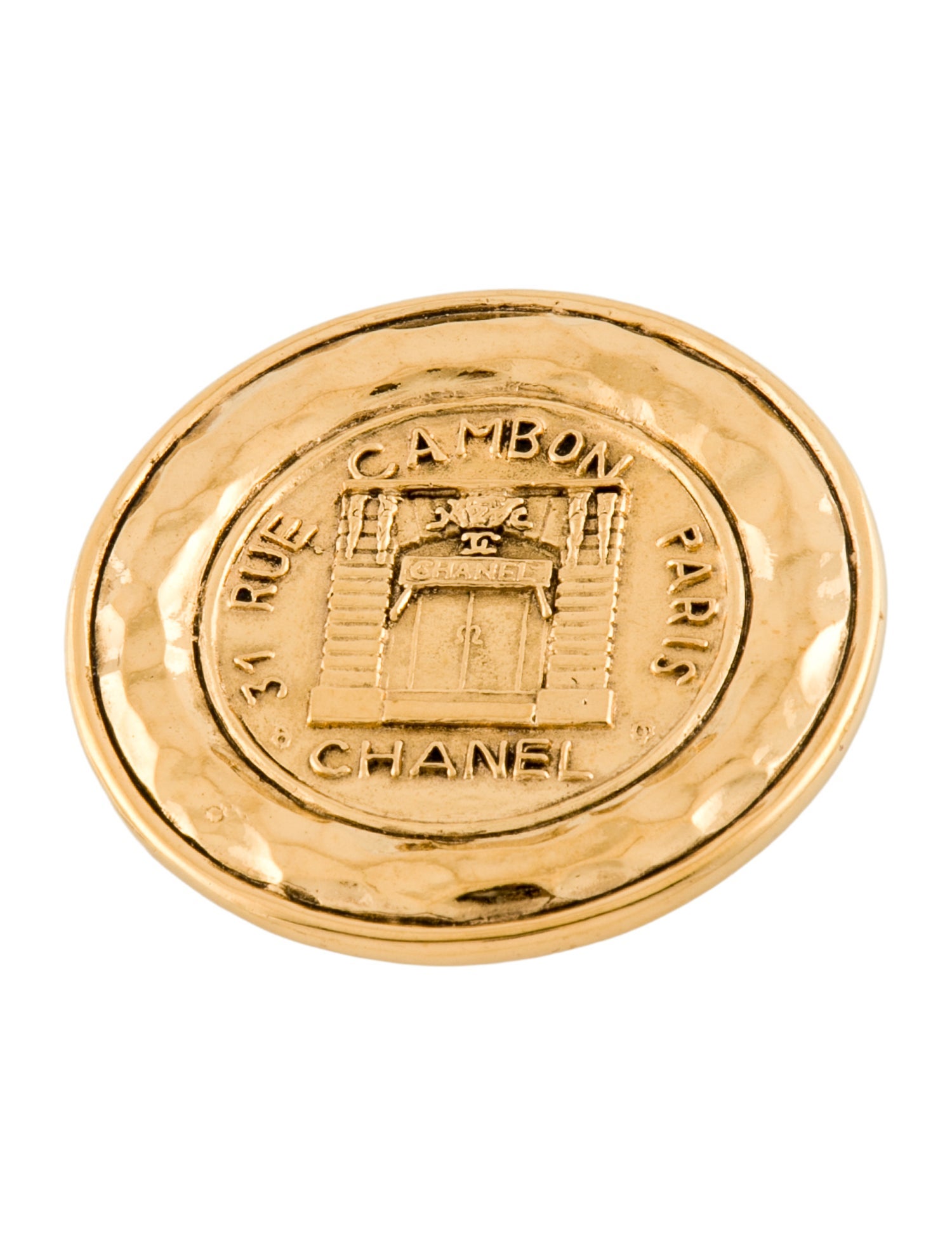 Chanel Vintage '31 Rue Cambon' Hammered Brooch