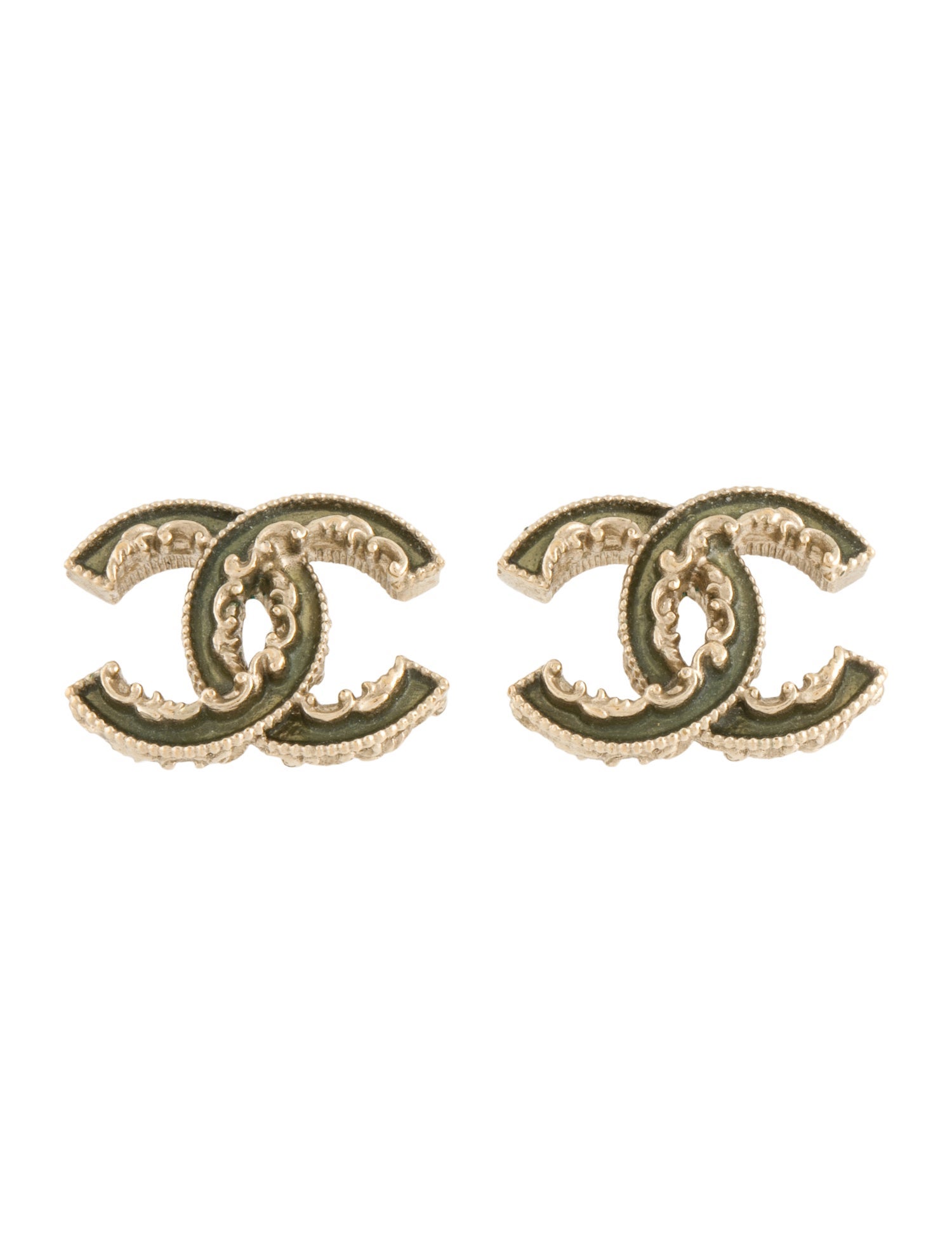Chanel Resin CC Stud Earrings