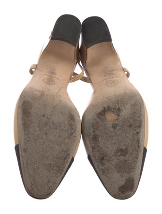 Chanel Interlocking CC Logo Goat Leather Slingback Pumps