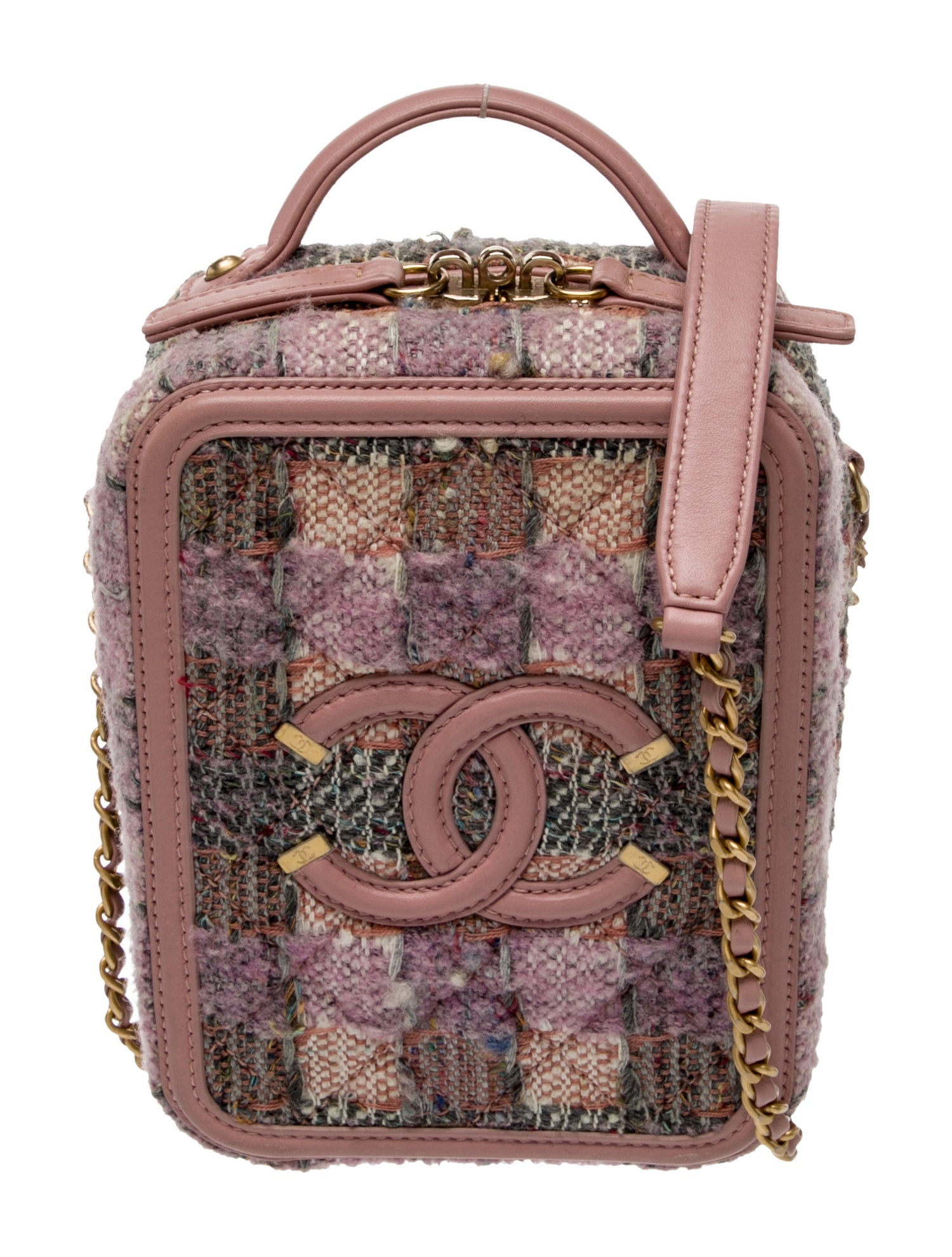 Chanel Tweed Filigree N/S Vanity Case