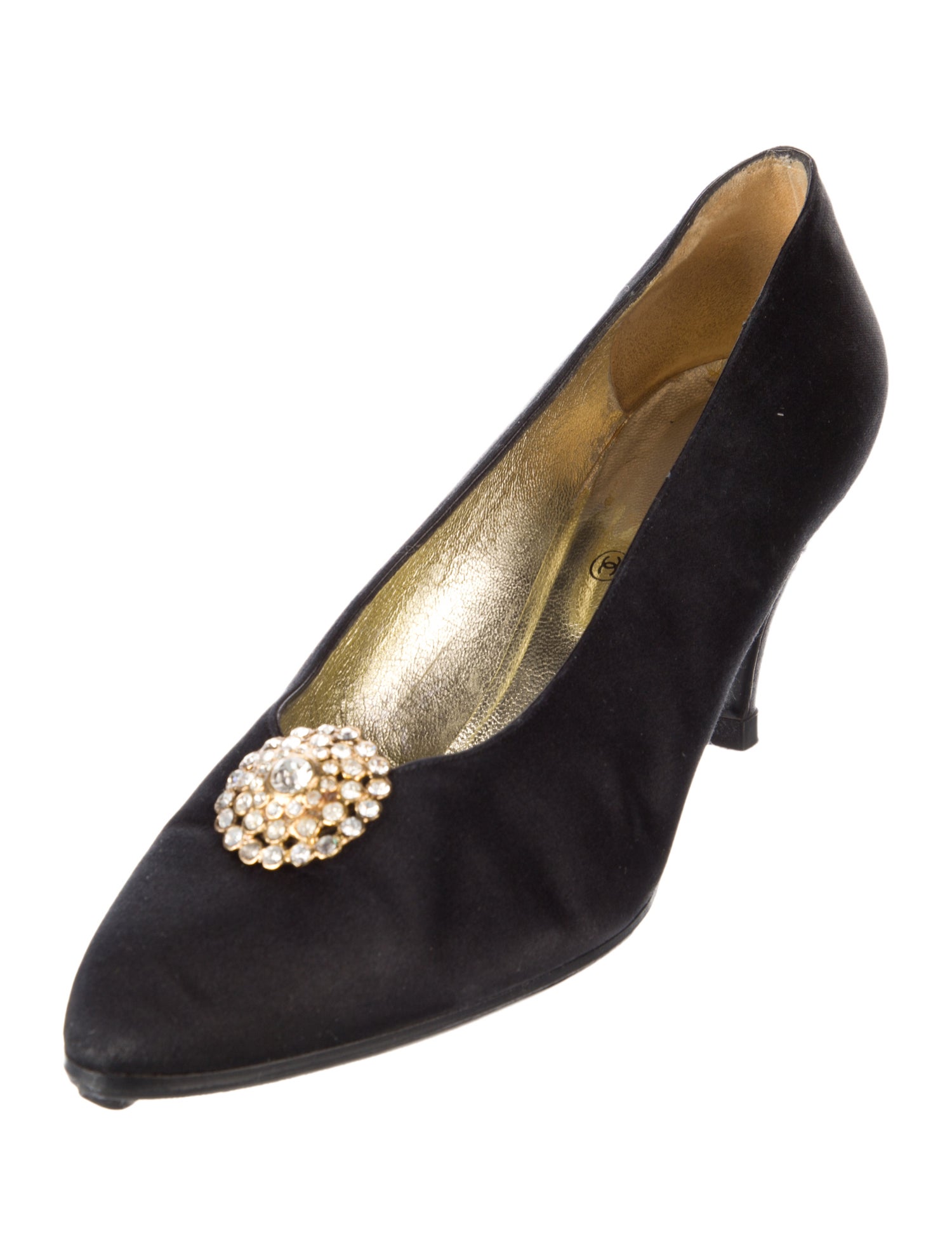 Chanel Interlocking CC Logo Satin Pumps