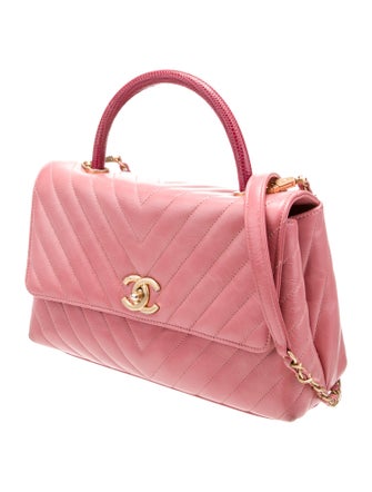 Chanel Lizard-Trimmed Small Chevron Coco Handle Bag