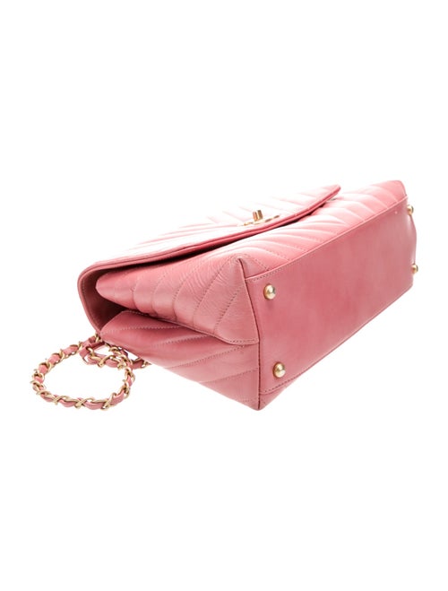 Chanel Lizard-Trimmed Small Chevron Coco Handle Bag