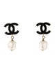 Chanel Faux Pearl & Enamel CC Drop Earrings