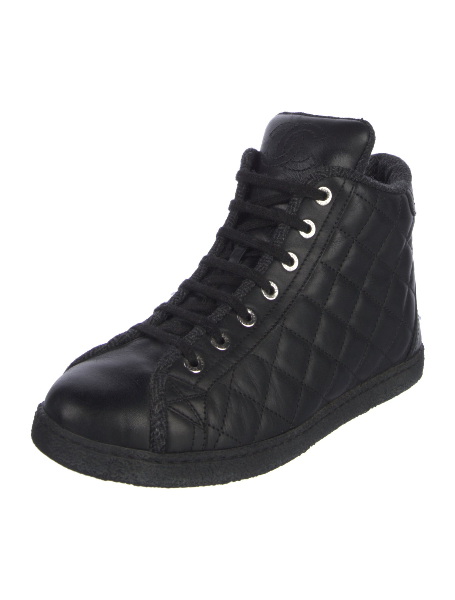 Chanel Interlocking CC Logo Leather Sneakers