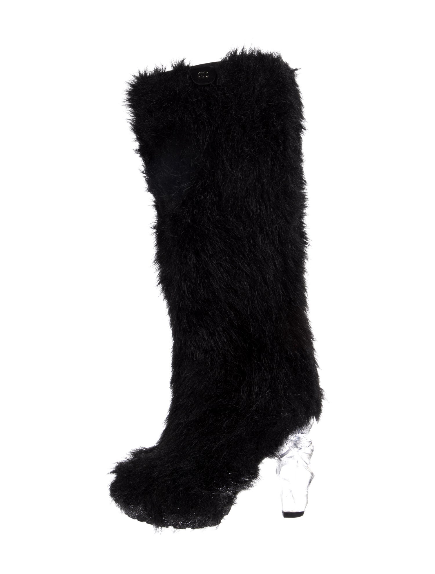 Chanel Fur Lace-Up Boots