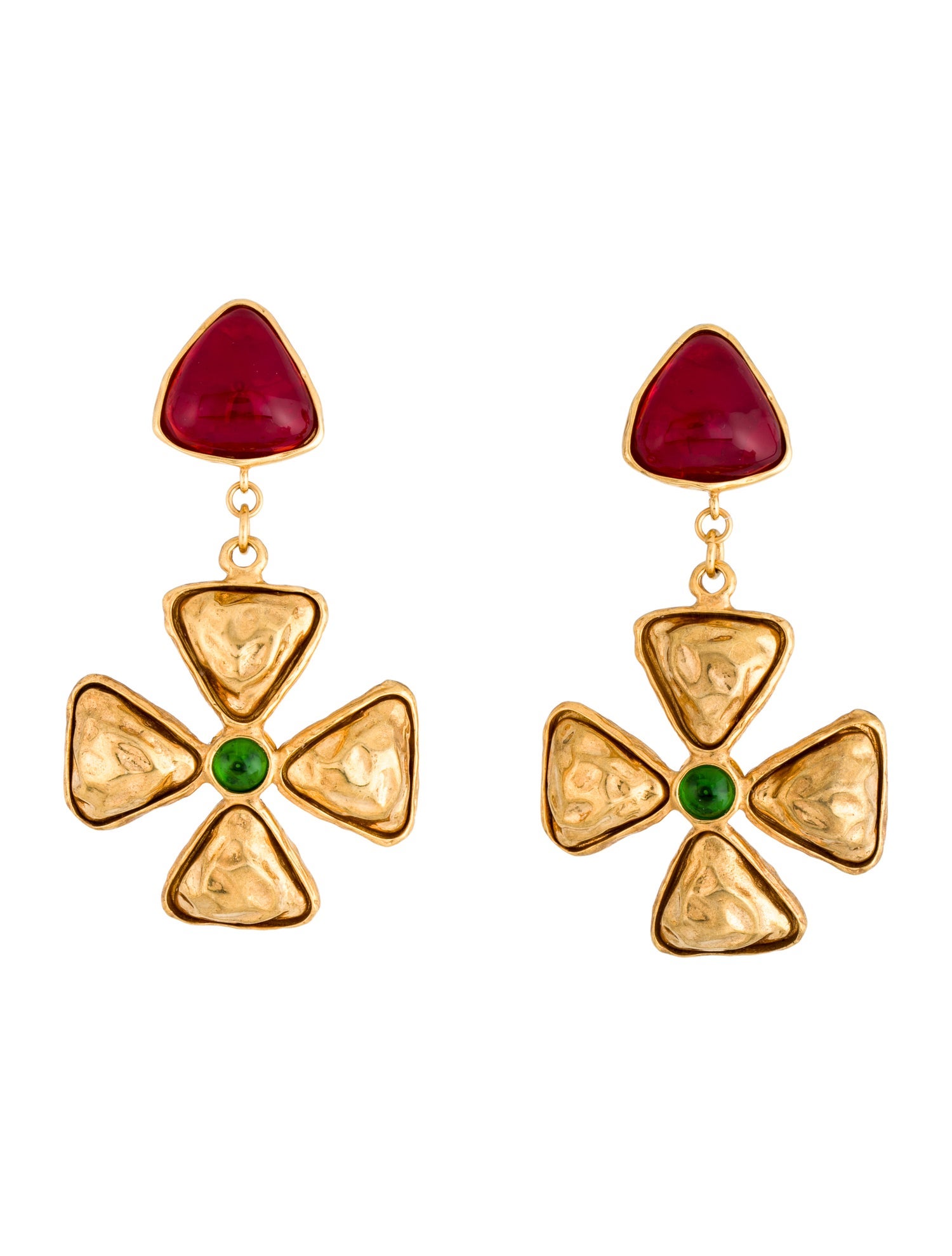 Chanel Vintage Gripoix Drop Clip-On Earrings