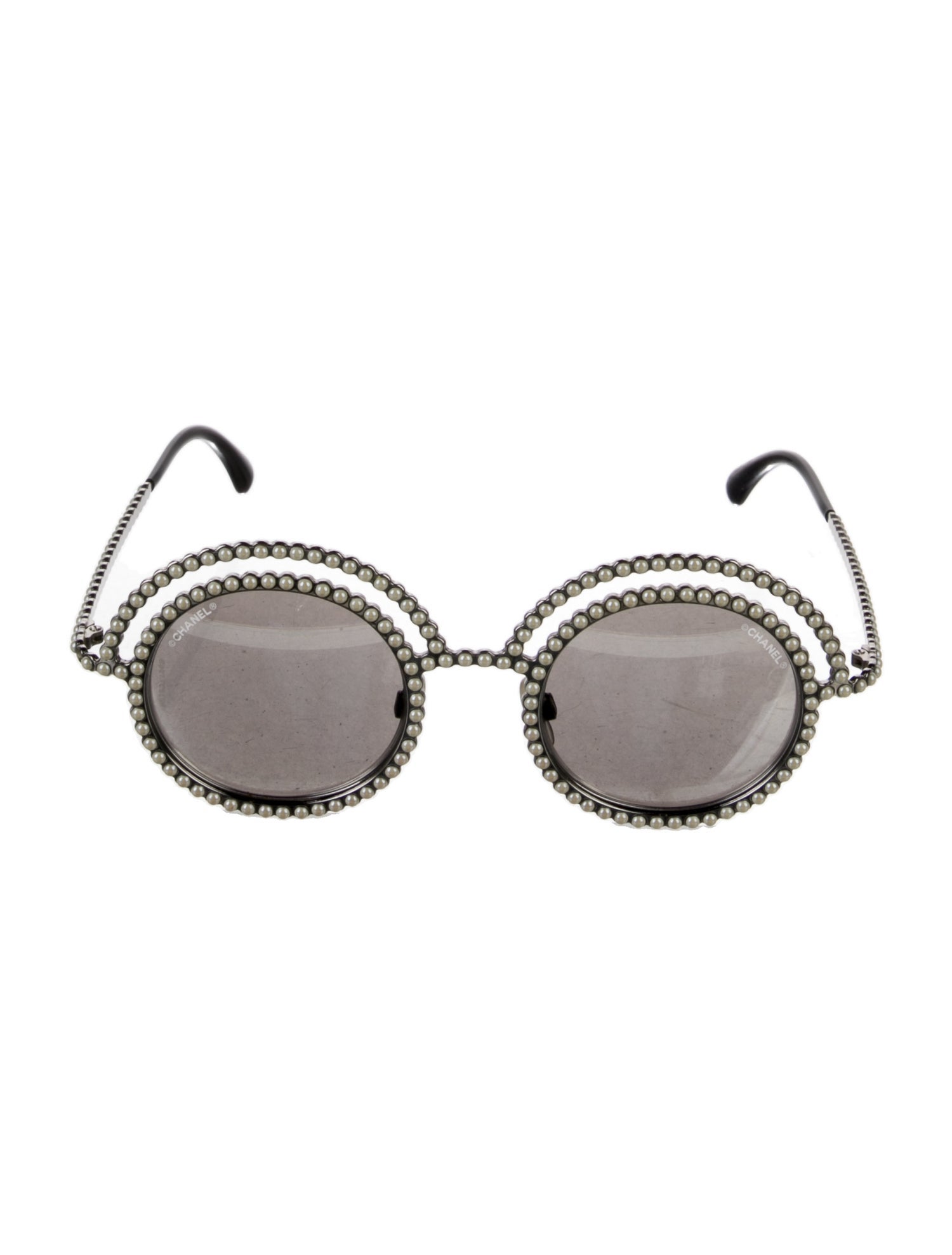 Chanel Faux Pearl Accents Oversize Sunglasses