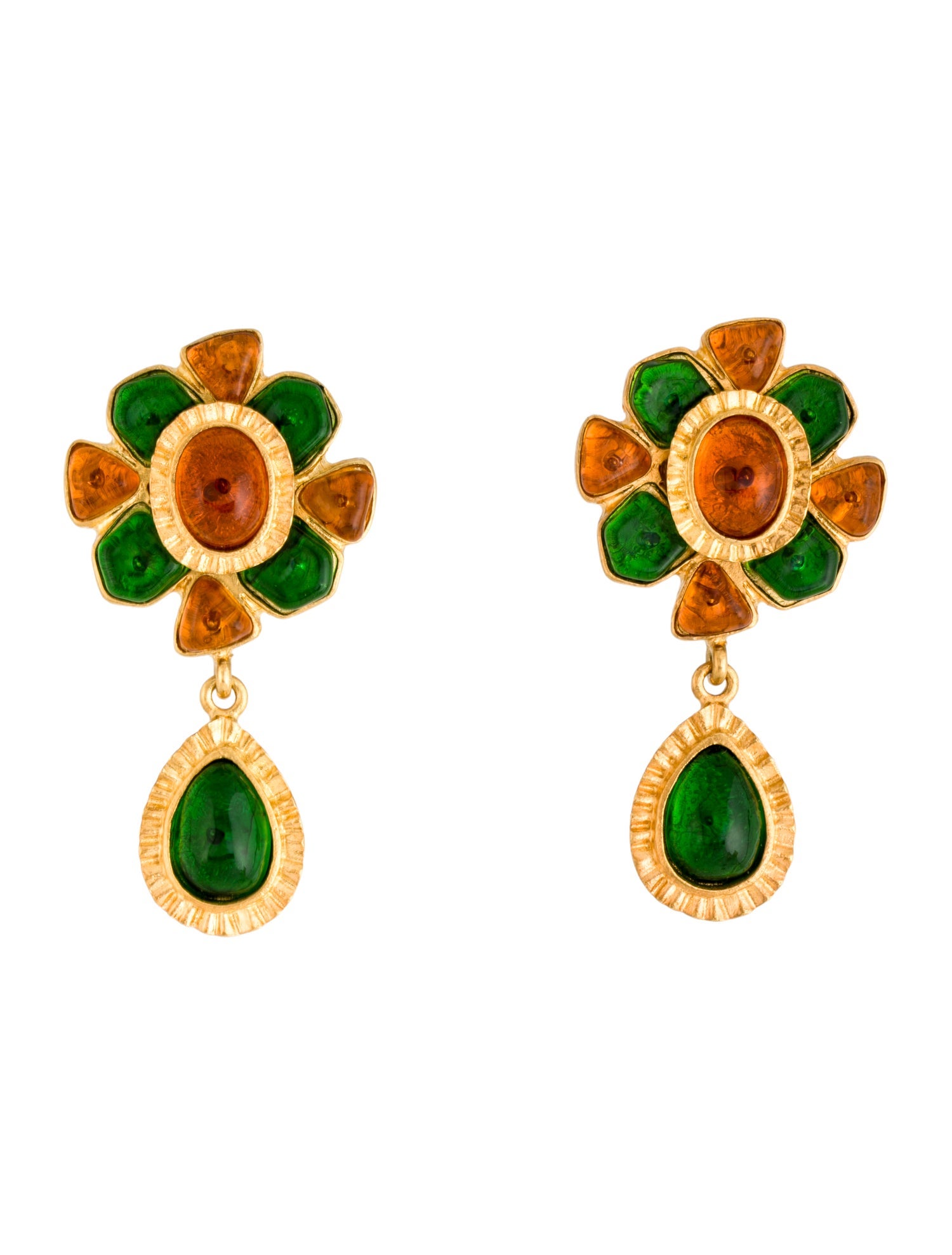 Chanel Vintage Gripoix Drop Clip-On Earrings