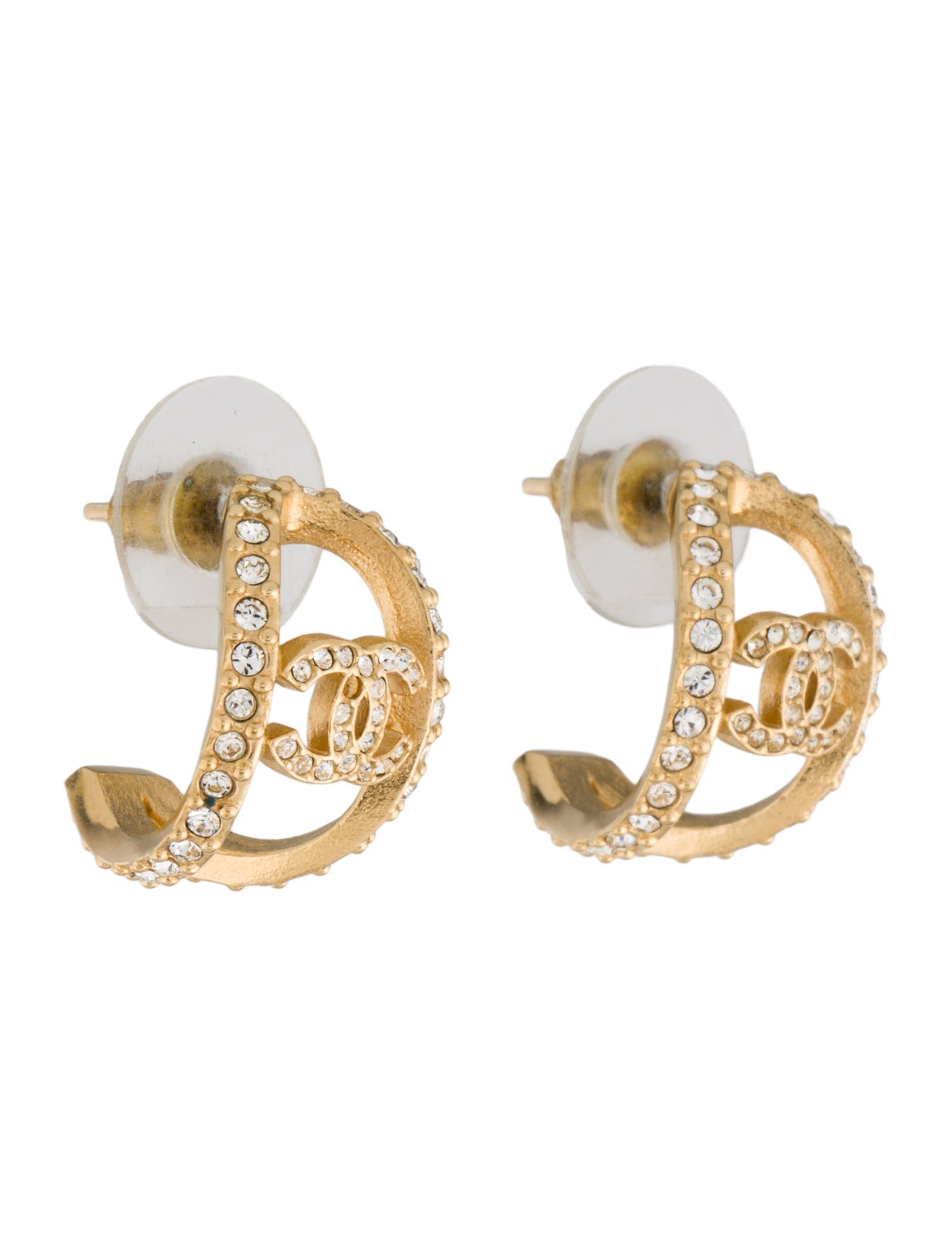 Chanel Strass CC Hoop Earrings