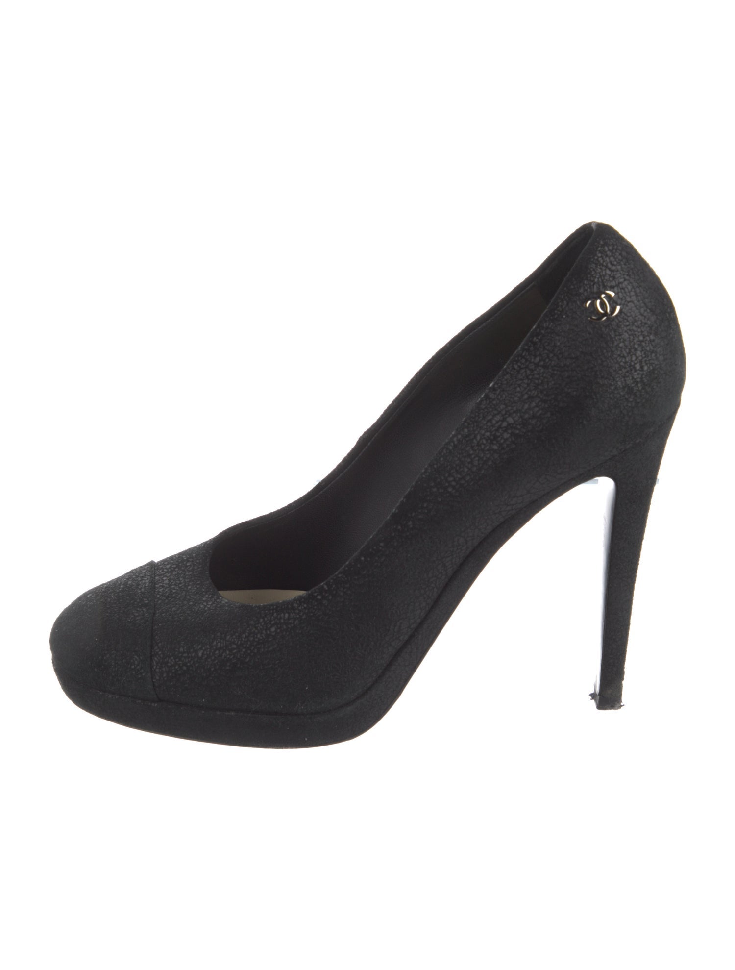 Chanel Interlocking CC Logo Suede Pumps