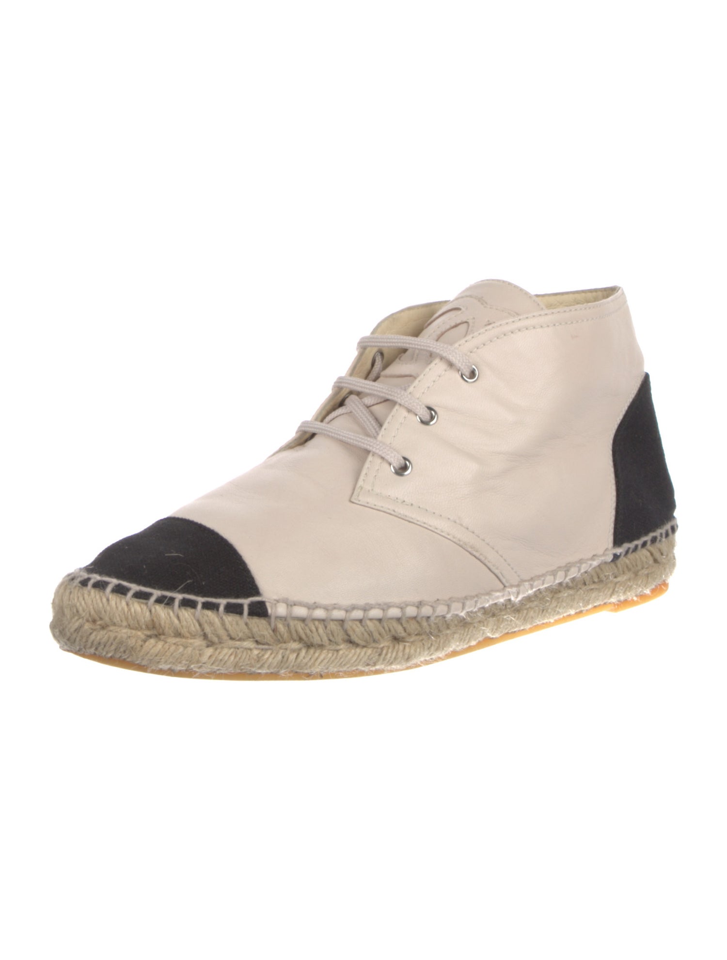 Chanel Interlocking CC Logo Leather Espadrilles