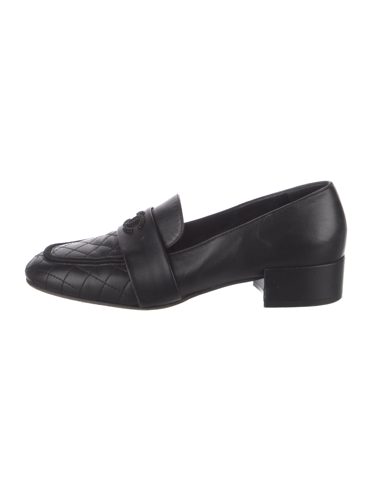 Chanel Interlocking CC Logo Leather Loafers