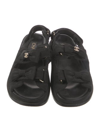 Chanel Interlocking CC Logo Bow Accents Slides