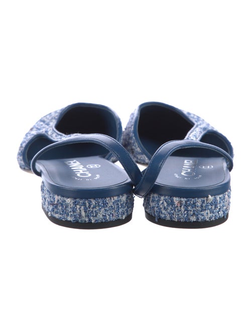 Chanel Interlocking CC Logo Tweed Slingback Flats