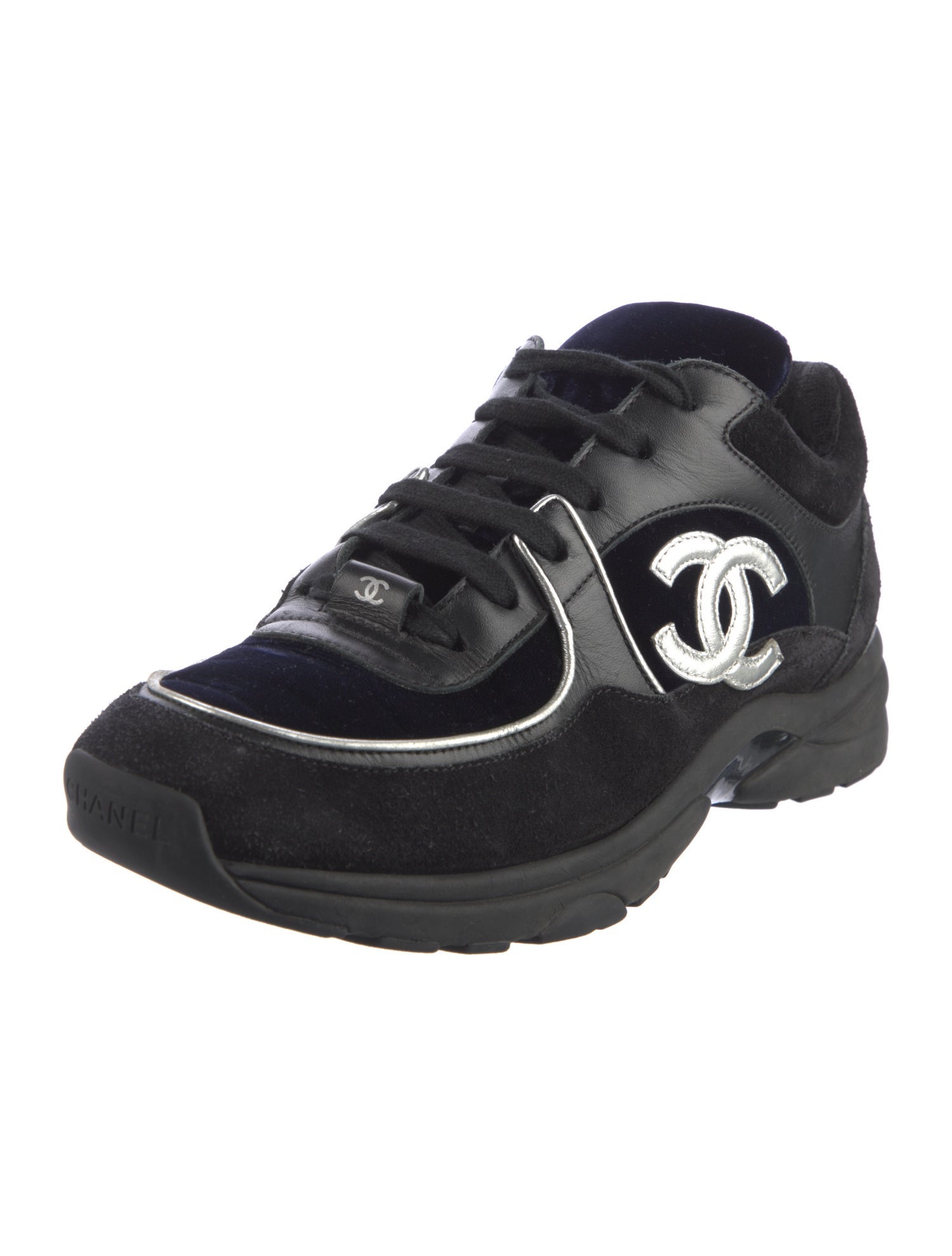 Chanel Interlocking CC Logo Suede Sneakers