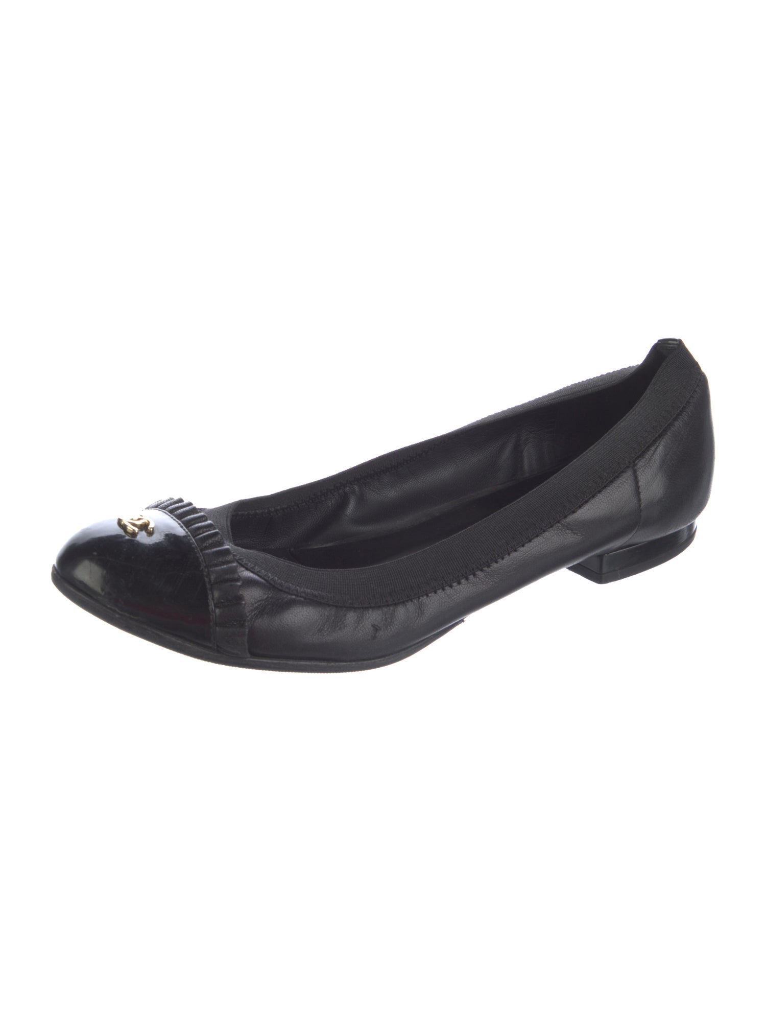 Chanel Interlocking CC Logo Leather Flats