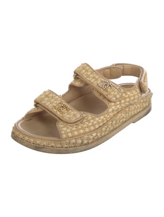 Chanel Interlocking CC Logo Raffia Espadrilles