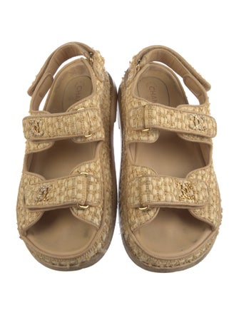 Chanel Interlocking CC Logo Raffia Espadrilles