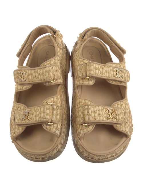 Chanel Interlocking CC Logo Raffia Espadrilles