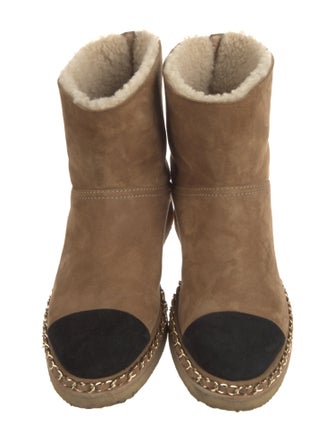 Chanel Interlocking CC Logo Suede Boots