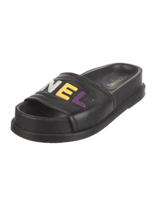 Chanel Lambskin Graphic Print Slides