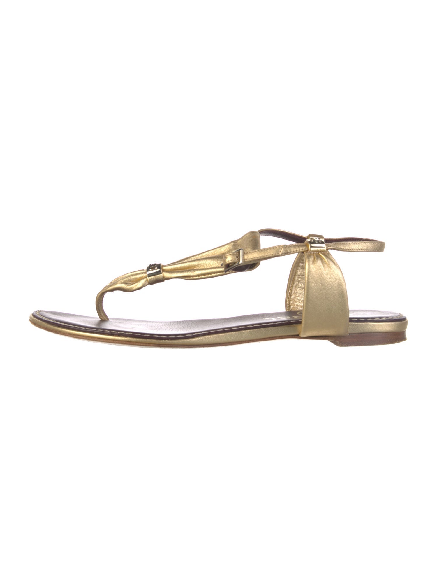 Chanel Interlocking CC Logo Leather Slingback Sandals