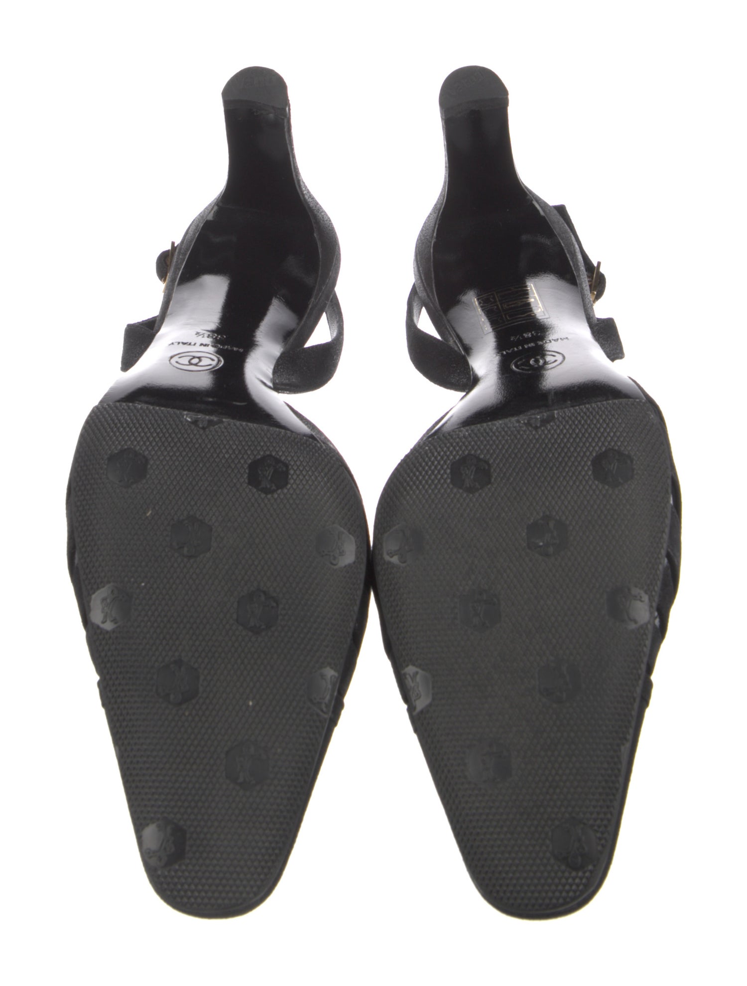 Chanel Interlocking CC Logo Nubuck Slingback Pumps